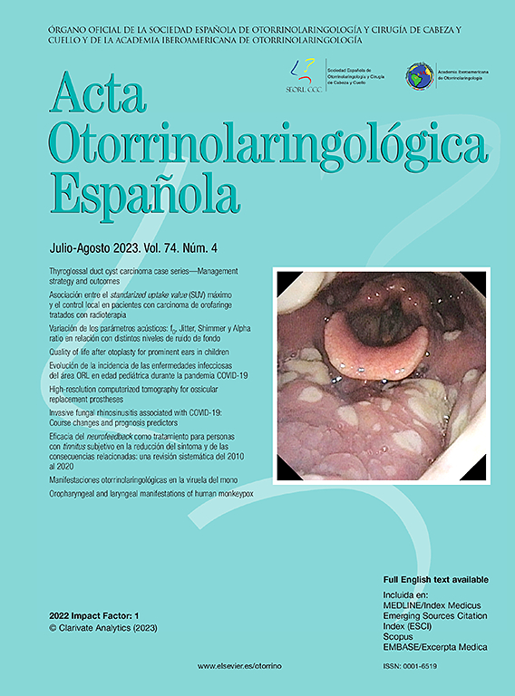 Go to journal home page - Acta Otorrinolaringológica Española